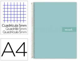 Cuaderno espiral Liderpapel Crafty A4 tapa extradura 120h 90g c/5mm. color urquesa